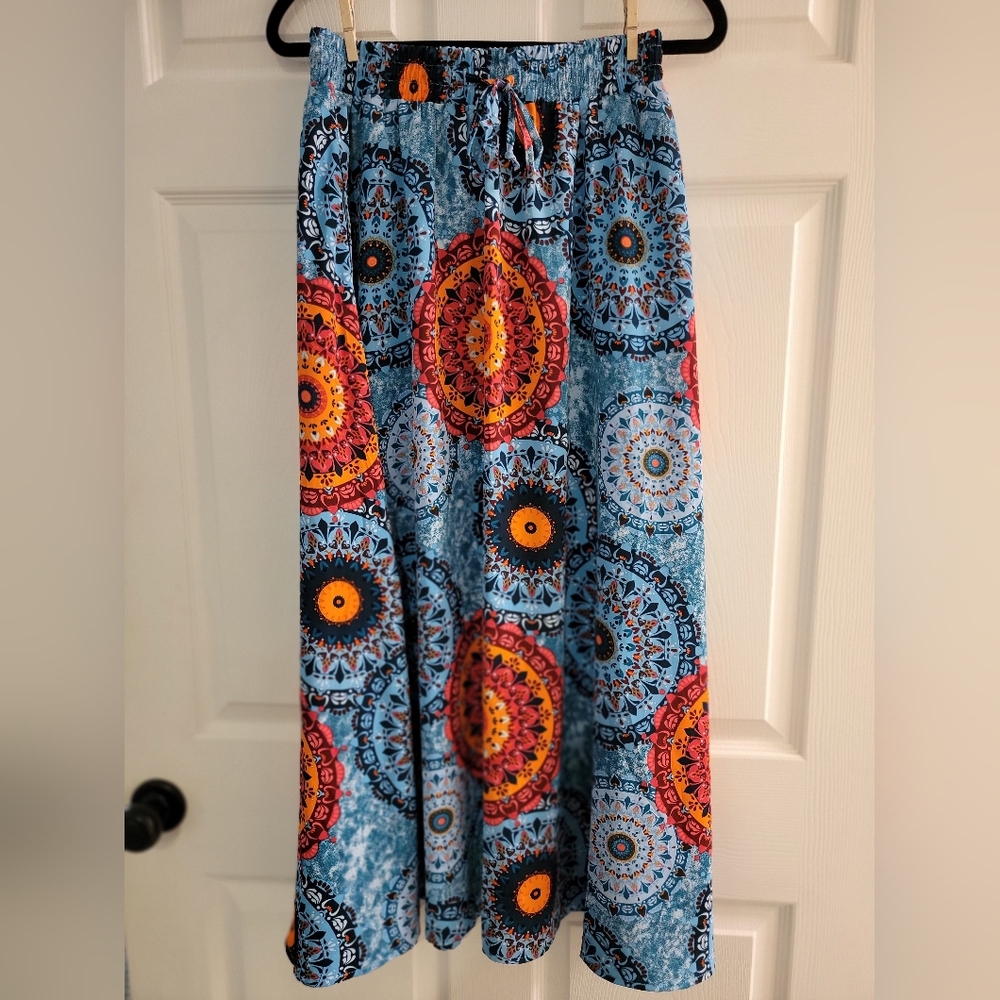 Bohemian Blue and Orange Mandala Skirt